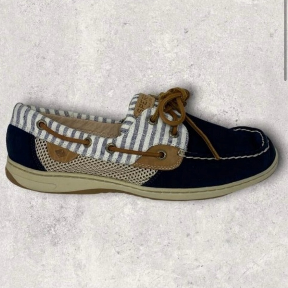 NEW Sperry Bluefish Mariner Stripe Boat Shoes Size 9 Leather Angelfish Slip ON